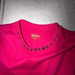 Supreme Hot Pink Unisex Long Sleeve Tee with Star Collar